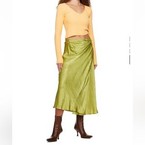 NWOT Acne Studios Iala Topstitch Satin Wrap Skirt size 36